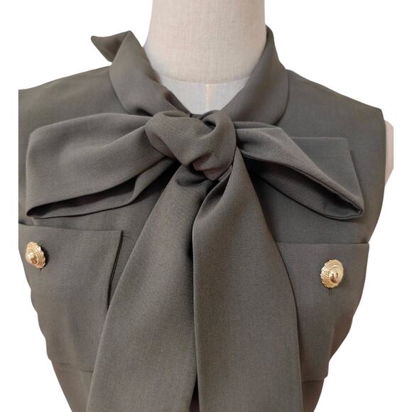 Self-Portrait Khaki Twill Mini Dress US 6 - Picture 12 of 12